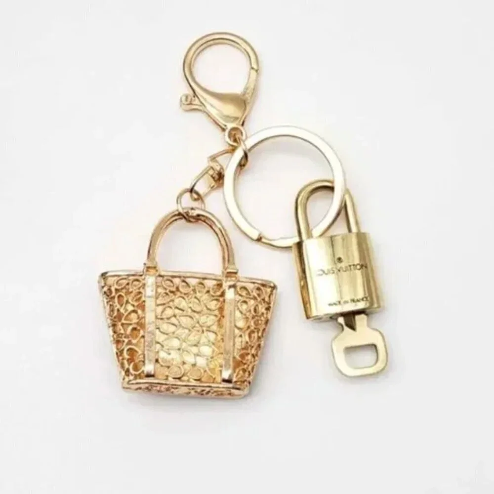 Authentic Louis Vuitton Gold Lock 🔒 Keychain Bag Unbranded Leopard Charm LV